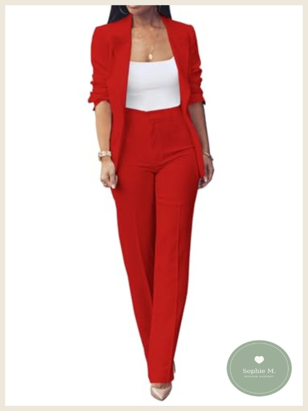 Women's 2 Piece Blazer Pantsuit Set Business Casual Long Sleeve